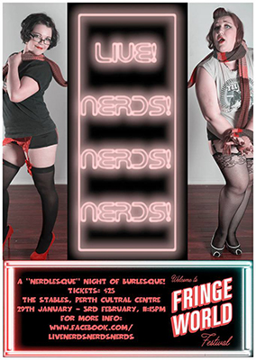 Pretty Boy Rock is the international guest in "Live! Nerds! Nerds! Nerds!" at Fringe World in Perth, Australia